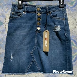 ❤️❤️red star Denim Vintage Sapphire mini skirt ❤️❤️SZ2